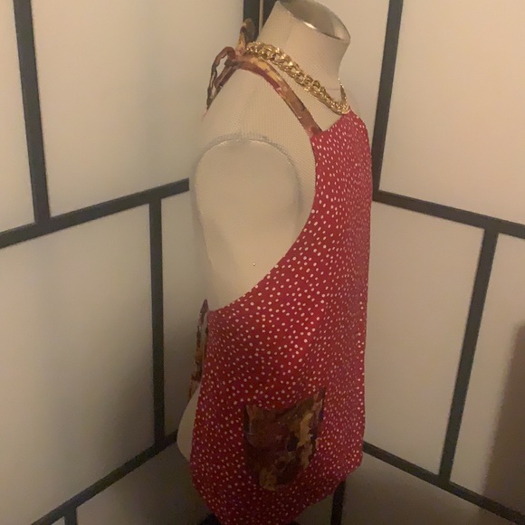 Vintage Custom Made Reversible Apron w/Pockets Artsy Stylish Wine Theme One Size - Picture 9 of 9